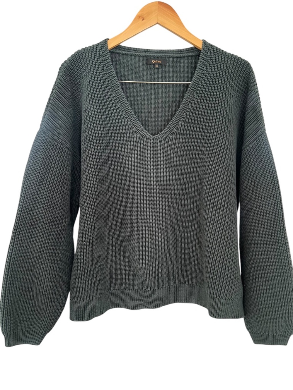 Quince Coastal Dark Spruce Organic Cotton Fisherman Sweater Size 2X